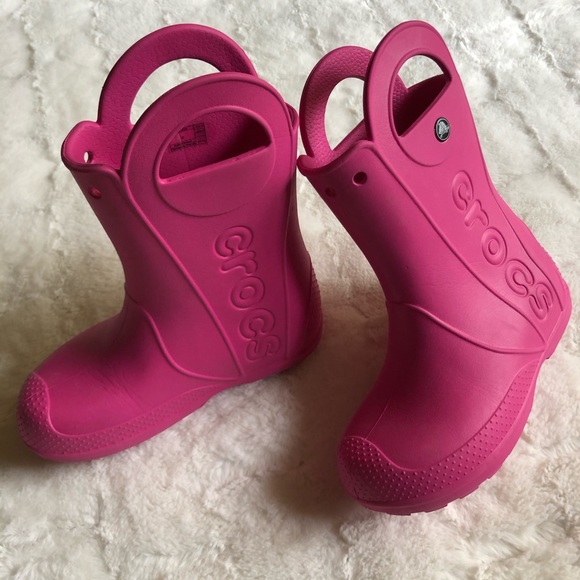 CROCS Other - Girls pink Crocs rain boots size 1 - 2